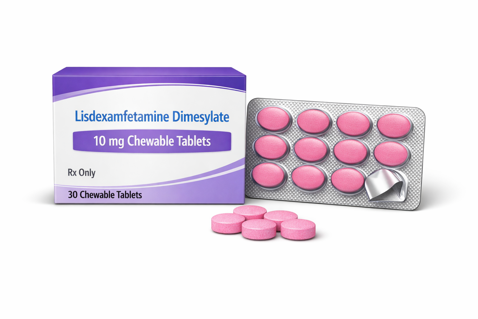 Lisdexamfetamine Dimesylate 10 mg (Chewable)