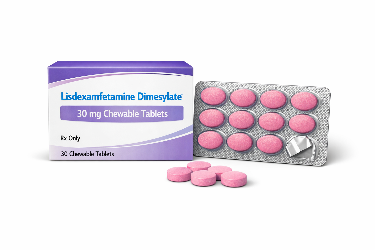 Lisdexamfetamine Dimesylate 30 mg (Chewable)