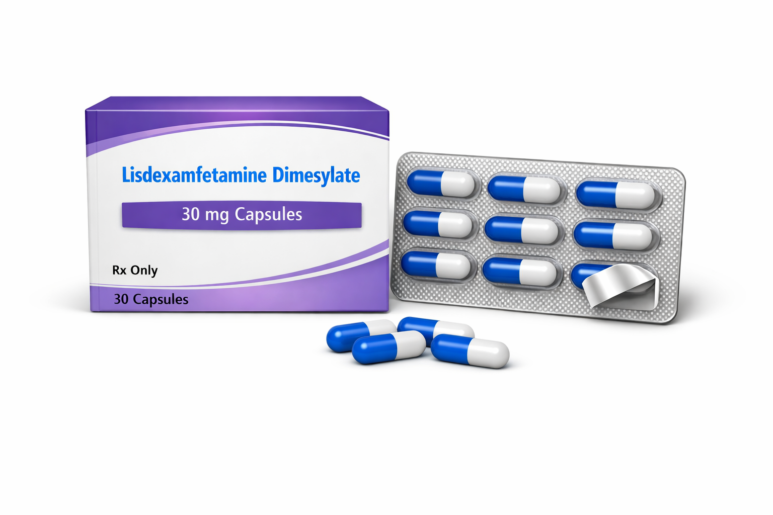 Lisdexamfetamine Dimesylate 30 mg Oral Capsule