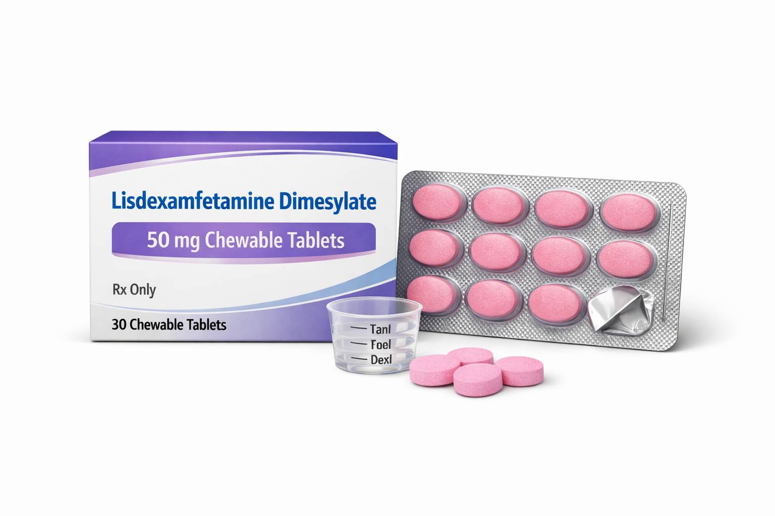 Lisdexamfetamine Dimesylate 50 mg (Chewable)