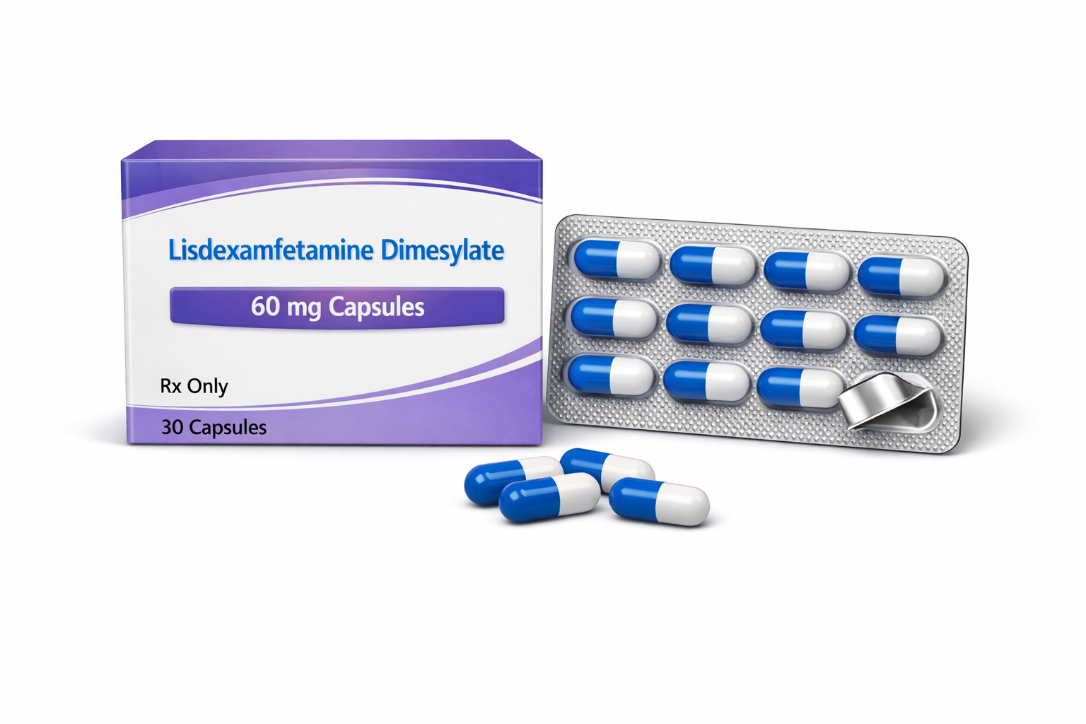 Lisdexamfetamine Dimesylate 60 mg Oral Capsule