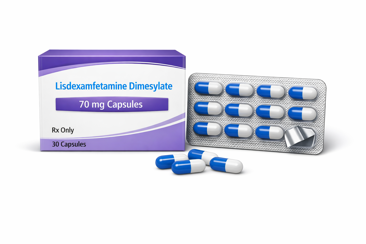 Lisdexamfetamine Dimesylate 70 mg Oral Capsule